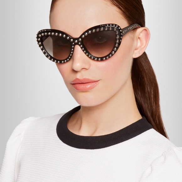PRADA STUDDED FASHION STATEMENT ARE STUDS AND MORE STUDS ON HAVANA SUNNIES - Picture 13 of 16